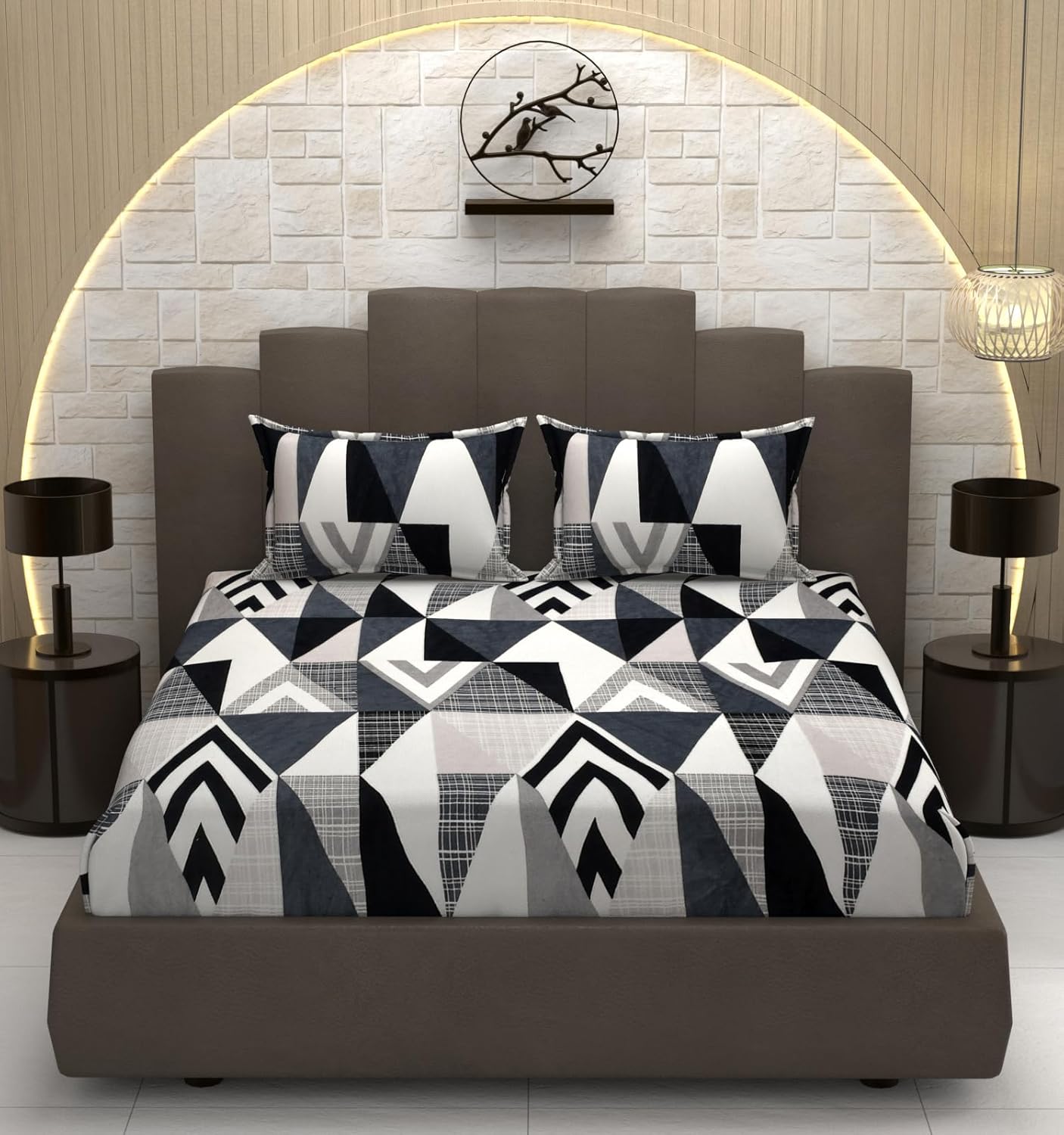 TIB Luxurious Flannel Warm Elastic Fitted Bedsheets Double Bed, 72 x 78 x 8 inch, with 2 Pillow Covers 18x28 Inch