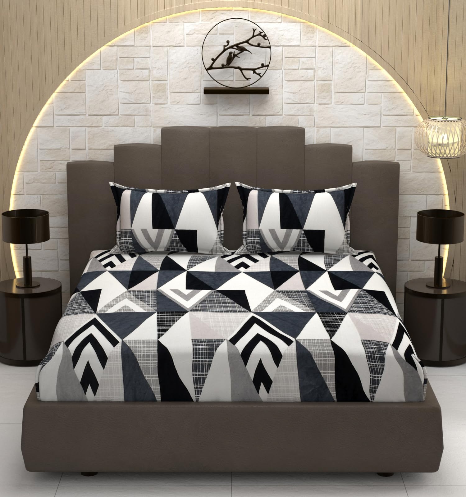 TIB Luxurious Flannel Warm Elastic Fitted Bedsheets Double Bed, 72 x 78 x 8 inch, with 2 Pillow Covers 18x28 Inch