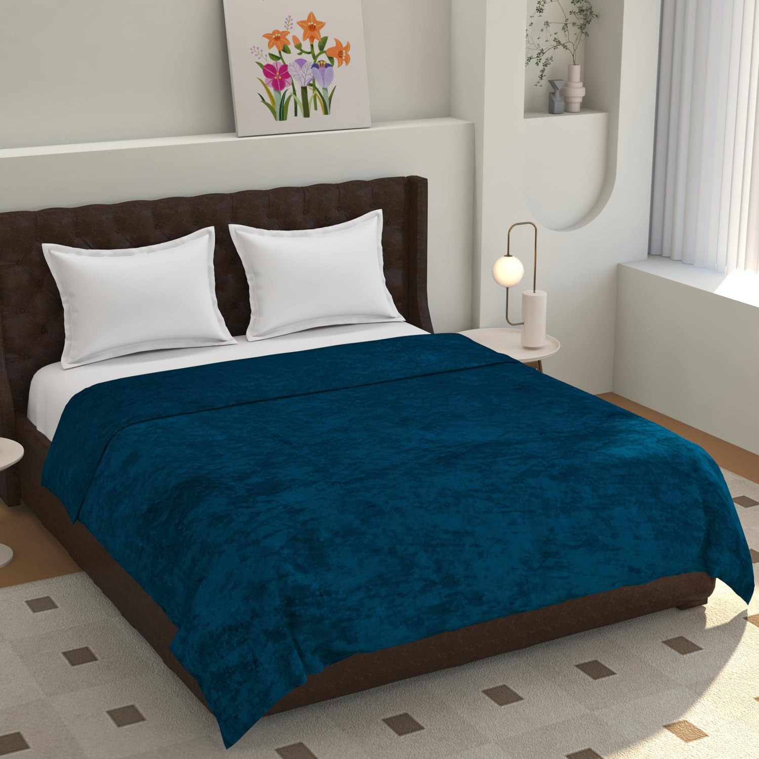 TIB® Warm Quilt Cover Double Bed with Zipper, Duvet Cover Double Bed Soft Flannel (90x100) Inches