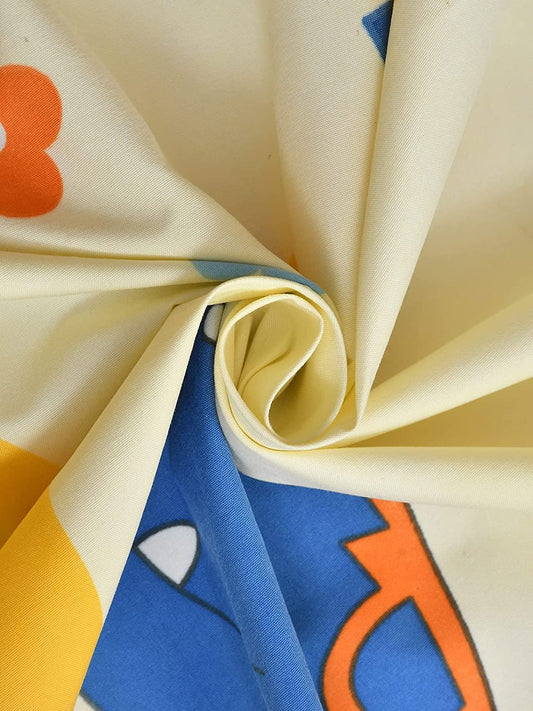 The Intellect Bazaar 3D Printed Bedsheet for Single Bed for Kids Room | Single Size Bedsheet with Elastic Fitted | Elastic Bedsheet Cartoon Print (60x90 Inch, I Love My Camera)