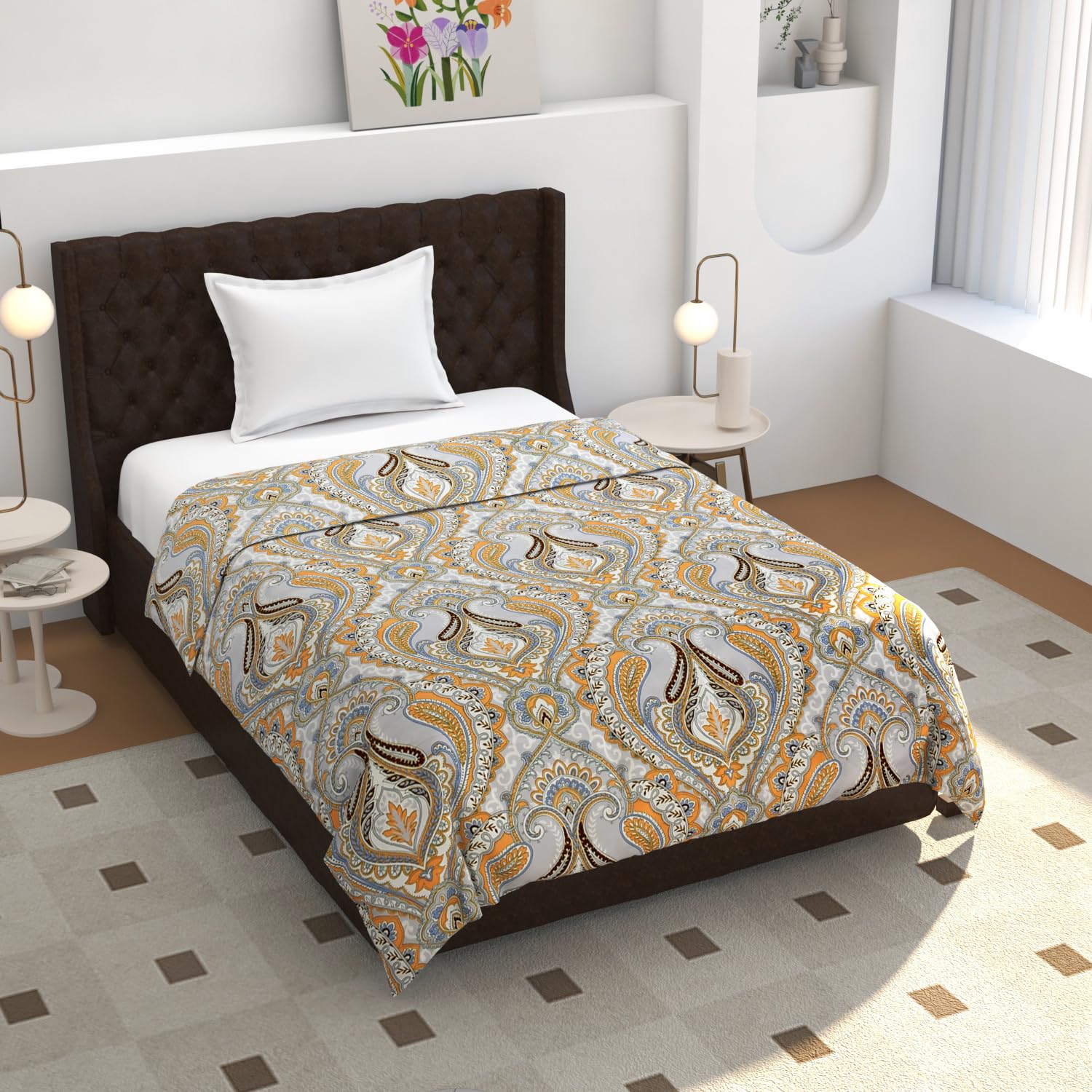 TIB® 140 GSM Soft Glace Cotton Duvet Cover Double Bed II Razai Cover II Quilt Cover II Dohar Cover for Double Bed with Zipper. (Multi Triangle, Double)