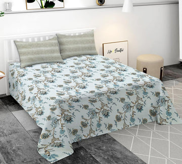 TIB Premium 250TC Glace Cotton Coordinate Bedsheet for Double Bed King Size(108x108 Inches) with 2 Pillow Covers (18x28 Inches)– Soft & Durable Fabric (Beige Circle)
