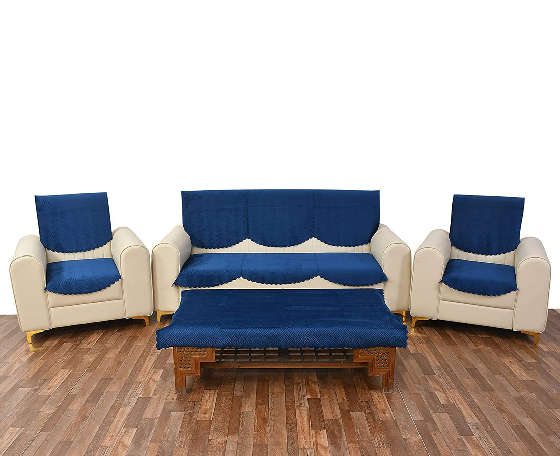 TIB The Intellect Bazaar Velvet Quilted Sofa Cover 3 Seater and 2 Seater with 1 Center Table Cover (11 Piece)