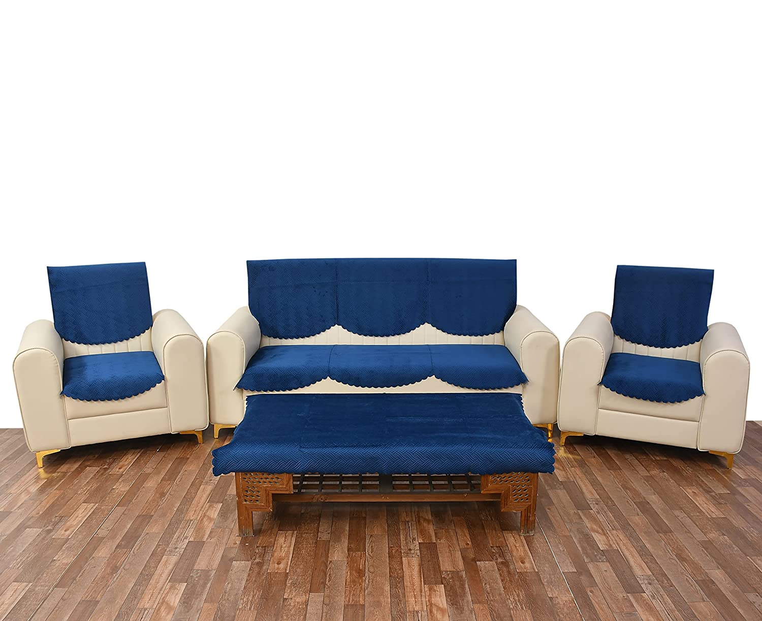 TIB The Intellect Bazaar Velvet Quilted Sofa Cover 3 Seater and 2 Seater with 1 Center Table Cover (11 Piece)