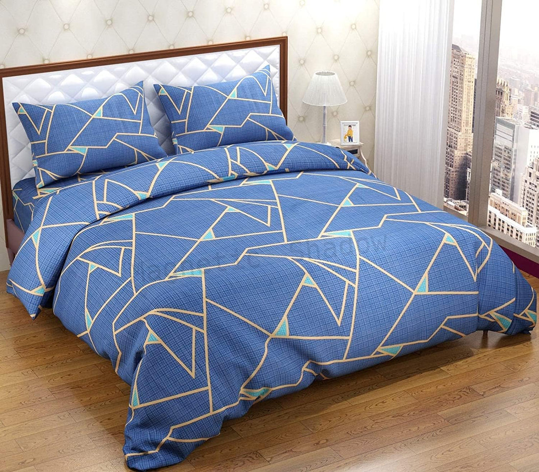 TIB 140 TC Glace Cotton King Size Bedsheet with 2 Pillow Covers,Bedsheet for Double Bed,90X100 Inches| 140 GSM, Multi, Pack of 3