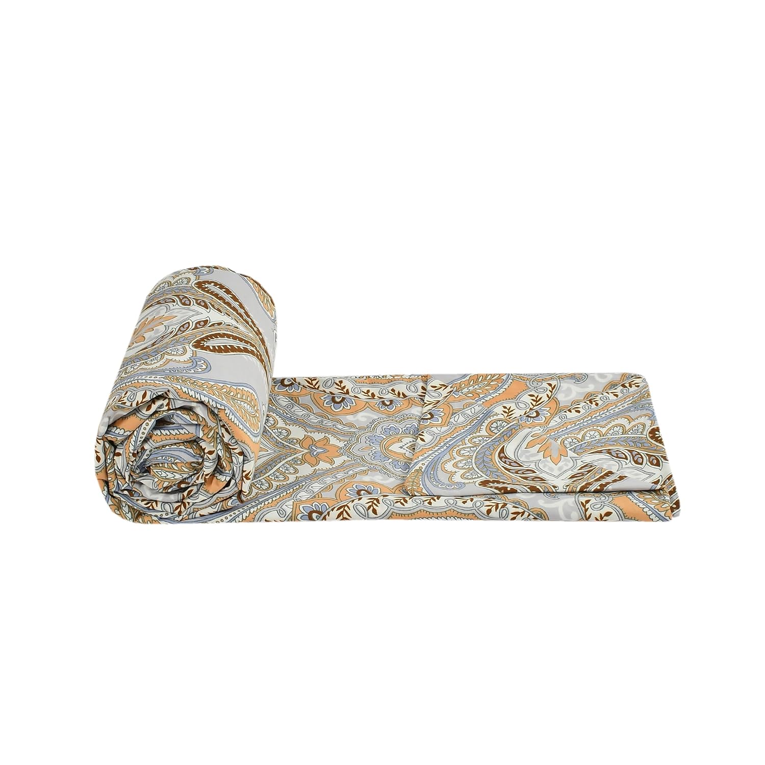 TIB Glace Cotton Elastic Fitted Bedsheets Single Bed 36x78x8 Inches with 1 Pillow Covers, 210TC (Blue Flower, Single)