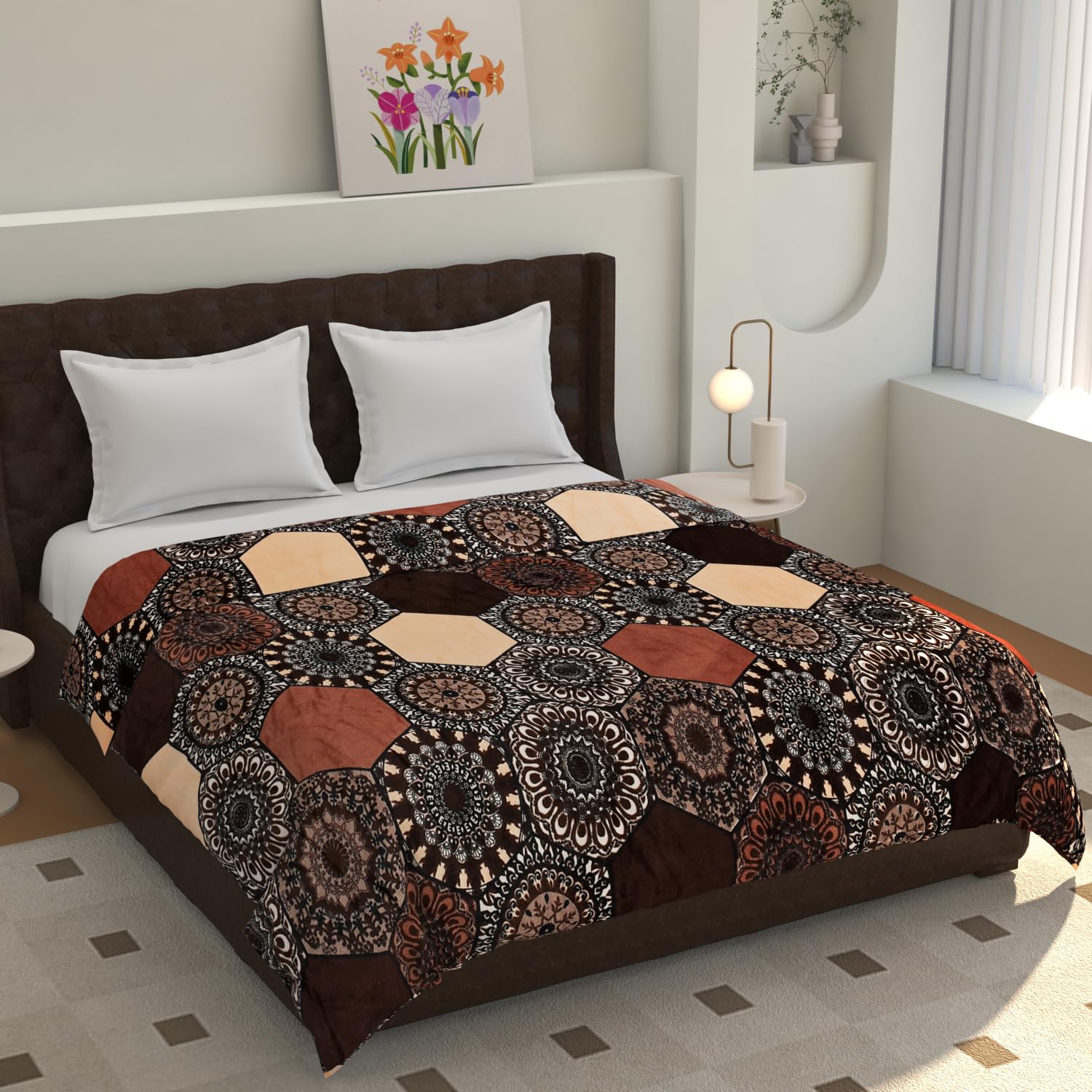 TIB® Warm Reversible Quilt Cover Double Bed with Zipper, Duvet Cover Double Bed Soft Flannel (90x100) Inches