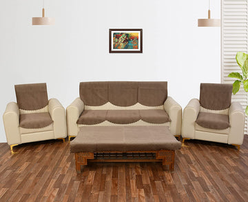 TIB The Intellect Bazaar Velvet Quilted Sofa Cover 3 Seater and 2 Seater with 1 Center Table Cover (11 Piece)