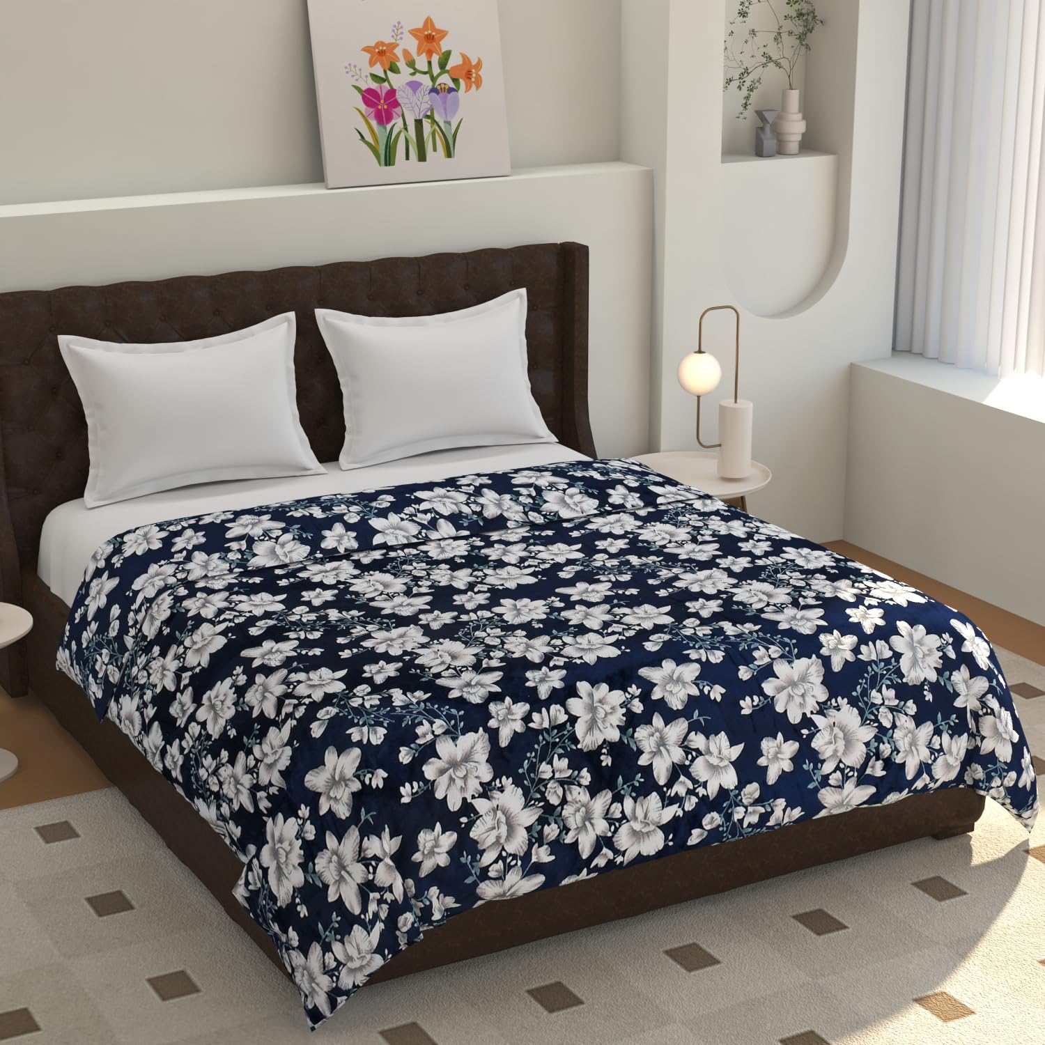 TIB® Warm Reversible Quilt Cover Double Bed with Zipper, Duvet Cover Double Bed Soft Flannel (90x100) Inches