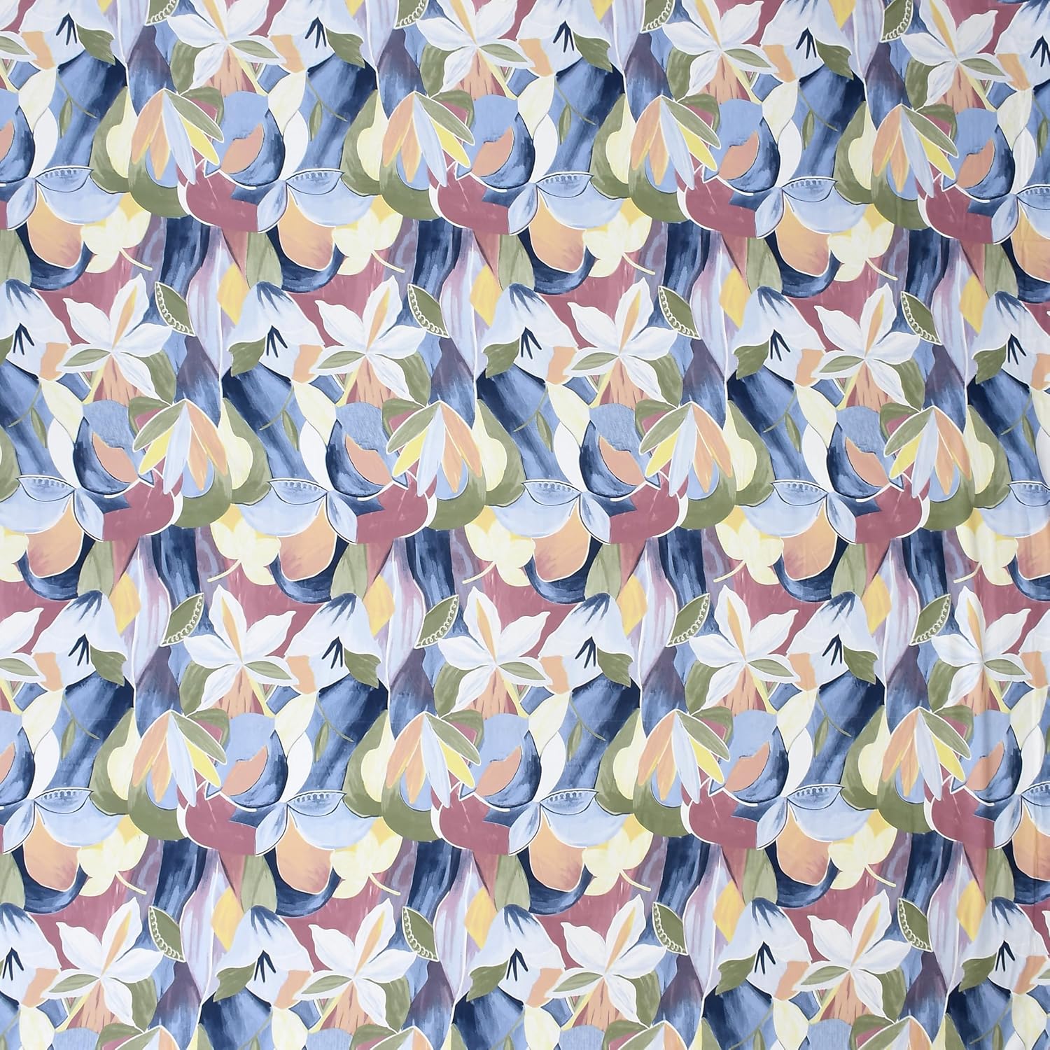 TIB Glace Cotton Elastic Fitted Bedsheets Single Bed 36x78x8 Inches with 1 Pillow Covers, 210TC (Blue Flower, Single)