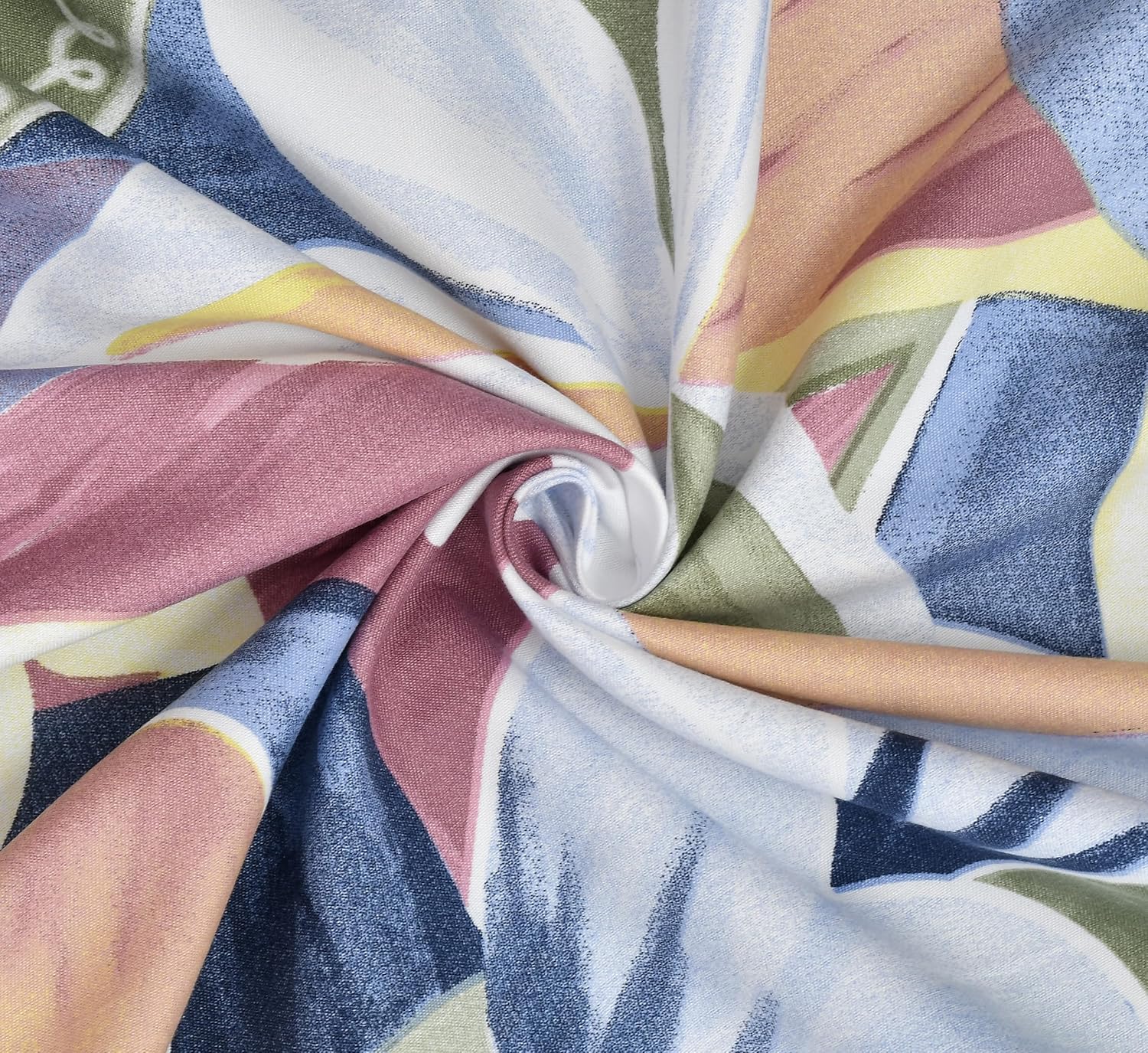 TIB Glace Cotton Elastic Fitted Bedsheets Single Bed 36x78x8 Inches with 1 Pillow Covers, 210TC (Blue Flower, Single)