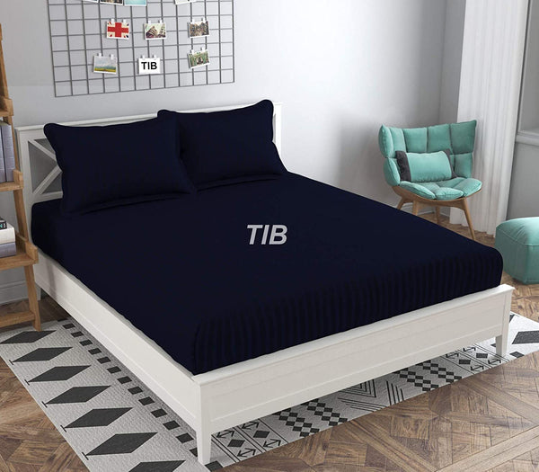 TIB The Intellect Bazaar Satin Cotton AC Comforter Set King Size Double Bed with 1 Elastic Fitted King Size bedsheet-72x78 and Two Pillow Covers (Pack of 4) Frocia Pink