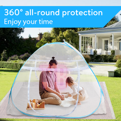 TIB Mosquito Net for Double Bed | King Size Foldable Machardani | Strong and Durable Mosquito Net Corrosion Resistant (Size of Mattress 6Ft X 6.25 Ft) Blue