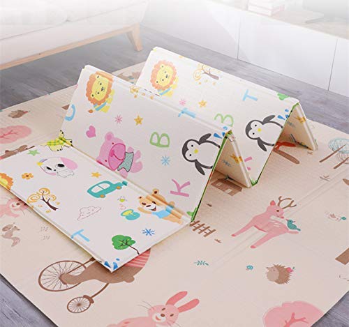 TIB® The Intellect Bazaar Foldable Playmat for Kids Waterproof, Anti Skid, Double Sided Baby Crawling Floor Play Mat. 6X5 Feet