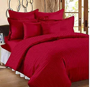 TIB The Intellect Bazaar Satin Cotton AC Comforter Set King Size Double Bed with 1 Flat bedsheet-90x100 inch and Two Pillow Covers (Pack of 4) Maroon
