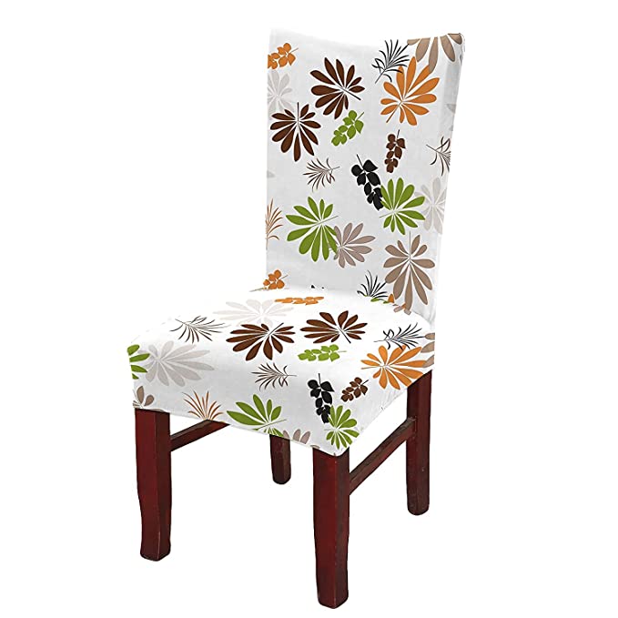 TIB The Intellect Bazaar Polyester Floral Elastic Stretchable Removable Washable Dining Chair Cover Set of 1 Chair Protector Seat Slipcover (Multicolor)-1 Piece