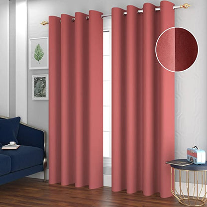 TIB Luxury Velvet 80% Blackout Curtain Persian Pink -5 Ft 2 pcs