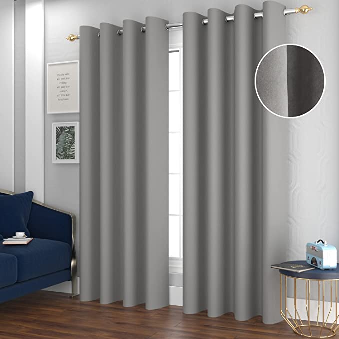 TIB Luxury Velvet 80% Blackout Curtain Grey Color