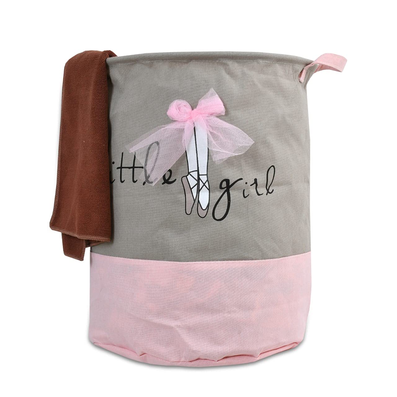 TIBÂ® Polyester Foldable Laundry Basket for Dirty Clothes, Beige-Pink, 45-Ltr.