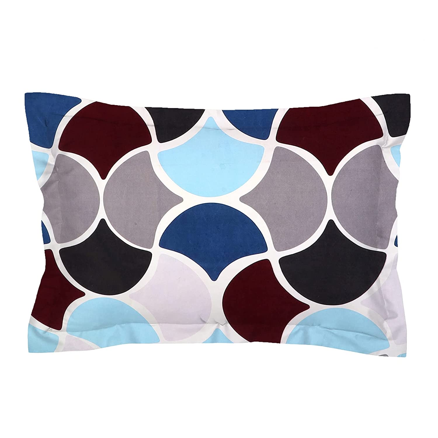 TIB The Intellect Bazaar Cotton Feel Glace Cotton Elastic Fitted Bedsheet Single Size Bedsheet with 1 Pillow Covers (36 x 78) Multi-circle