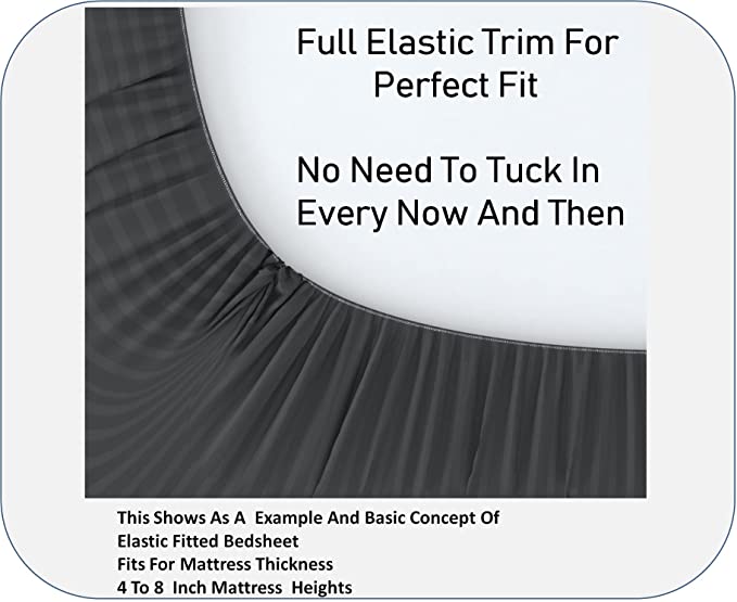 TIB  Elastic Fitted Single Size Bedsheet with 1 Pillow Covers , Multicolor Best Suitable for 4-8 inch Mattress