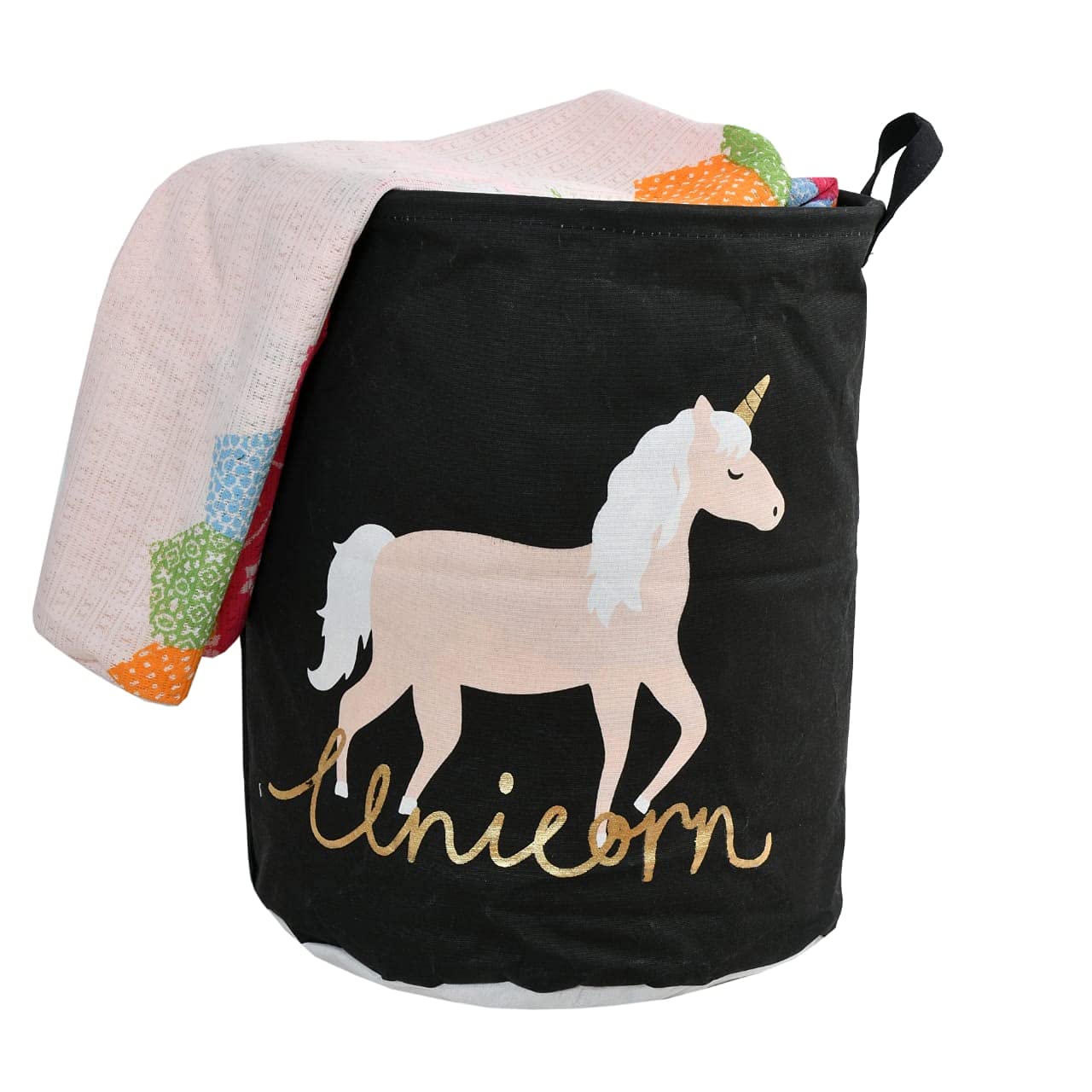 TIB Polyester Foldable Laundry Basket for Dirty Clothes, Black,45-Ltr.