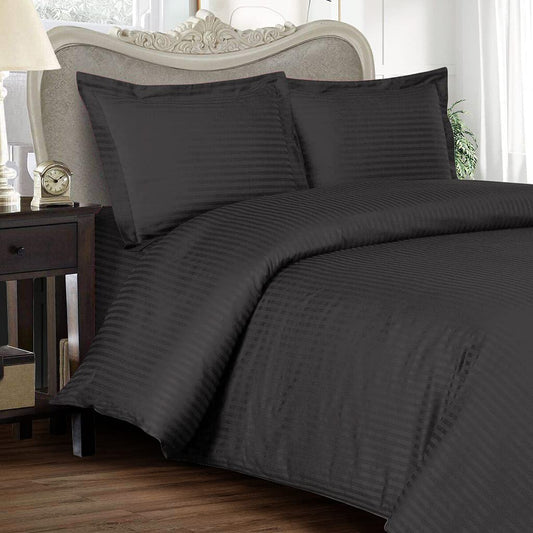 TIB Glace Cotton Satin Stripes Duvet Cover, Razai Cover- Grey