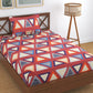 TIB The Intellect Bazaar Cotton Feel Glace Cotton Elastic Fitted Bedsheet Single Size Bedsheet with 1 Pillow Covers (36x78) Triangle-Multi