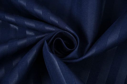 TIB Glace Cotton Satin Stripes Duvet Cover, Razai Cover- Navy Blue