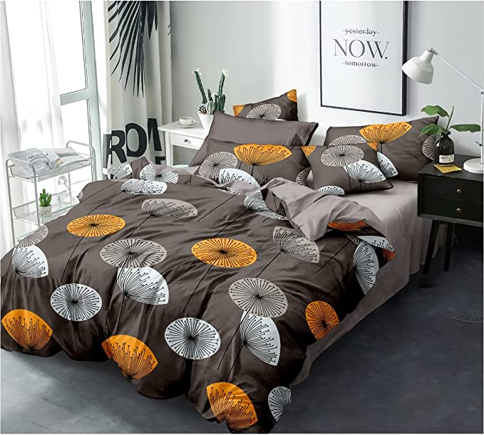 TIB The Intellect Bazaar Glace Cotton AC Comforter Set King Size Single Bed with 1 Elastic Fitted King Size bedsheet-36x78 inch and One Pillow Covers (Pack of 3) Flower Multi