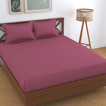 TIB The Intellect Bazaar Satin Cotton AC Comforter Set King Size Double Bed with 1 Elastic Fitted King Size bedsheet-72x78 and Two Pillow Covers (Pack of 4) Frocia Pink