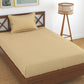 TIB The Intellect Bazaar Glace Cotton Elastic Fitted Satin Striped Plain Bedsheet for Single Bed King Size with 1 Pillow Covers 36x78(Beige)
