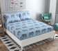TIB The Intellect Bazaar Cotton Feel Glace Cotton Elastic Fitted King Size Double Bedsheet with 2 Pillow Covers (72” x 78” or 182x152 cm) Blue