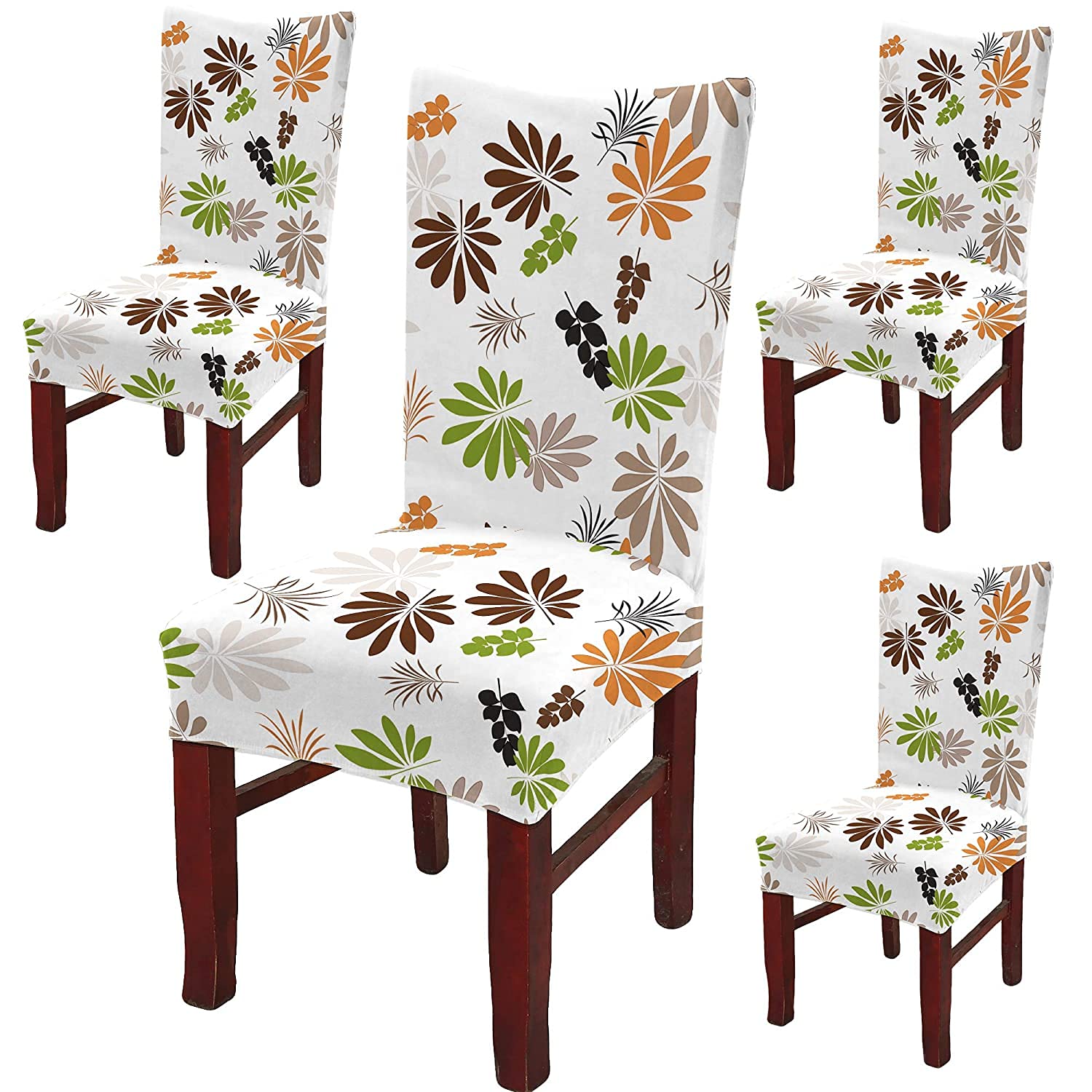 TIB The Intellect Bazaar Polyester Flowered Elastic Stretch Removable Washable Dining Chair Cover Set of 6 Seat Protector Slipcover (Flower) -6 Pieces