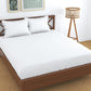 TIB The Intellect Bazaar Glace Cotton Elastic Fitted bedsheets King Size Satin Striped Plain Bedsheet with Two Pillow Covers (White)