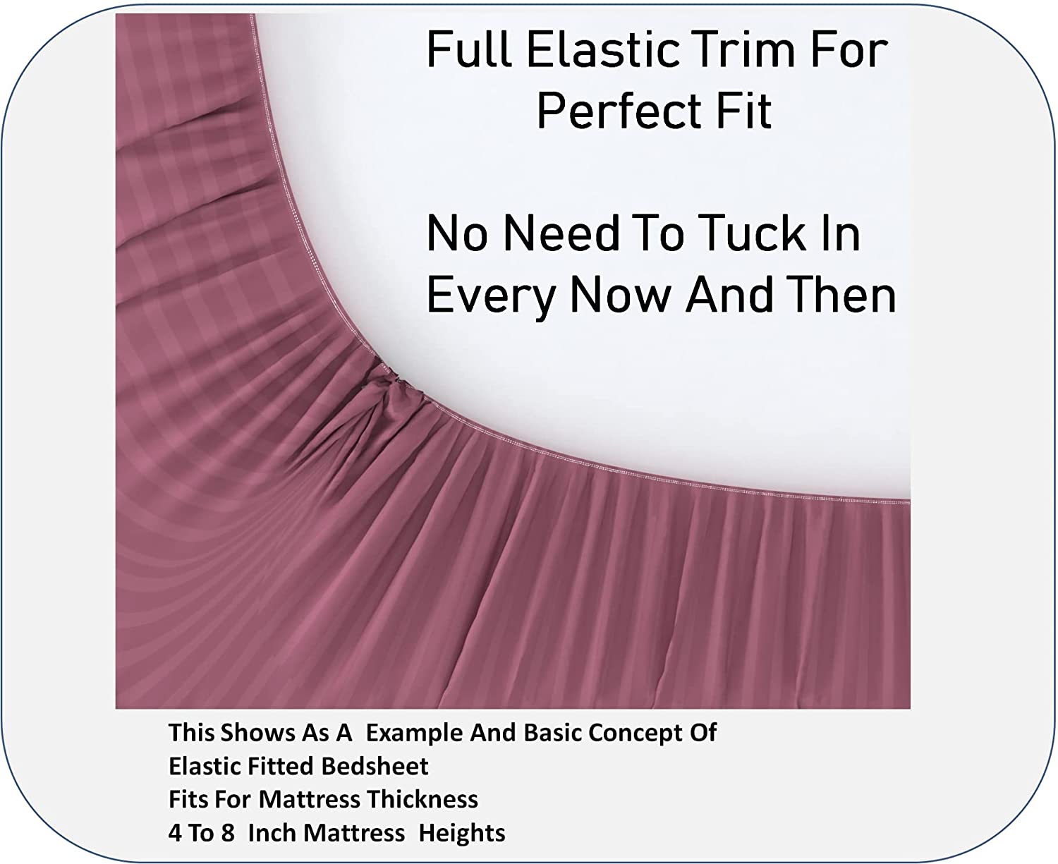 TIB The Intellect Bazaar Glace Cotton Elastic Fitted Satin Striped Plain Bedsheet for Single Bed King Size with 1 Pillow Covers 36x78 (Frocia Pink)