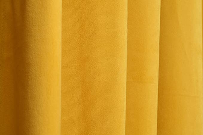 TIB Luxury Velvet 80% Blackout Curtain Yellow -5 Ft 2 pcs
