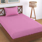 TIB The Intellect Bazaar Glace Cotton Elastic Fitted Satin Striped Plain Bedsheet for Single Bed King Size with 1 Pillow Covers- 36x78(Pink)