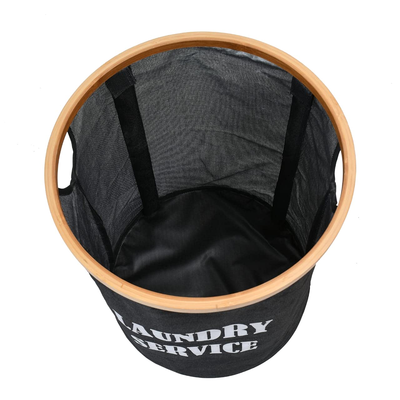 TIB® Polyester Foldable Laundry Basket for Dirty Clothes,4 Wooden sticks for Support, Black, 50-Ltr.