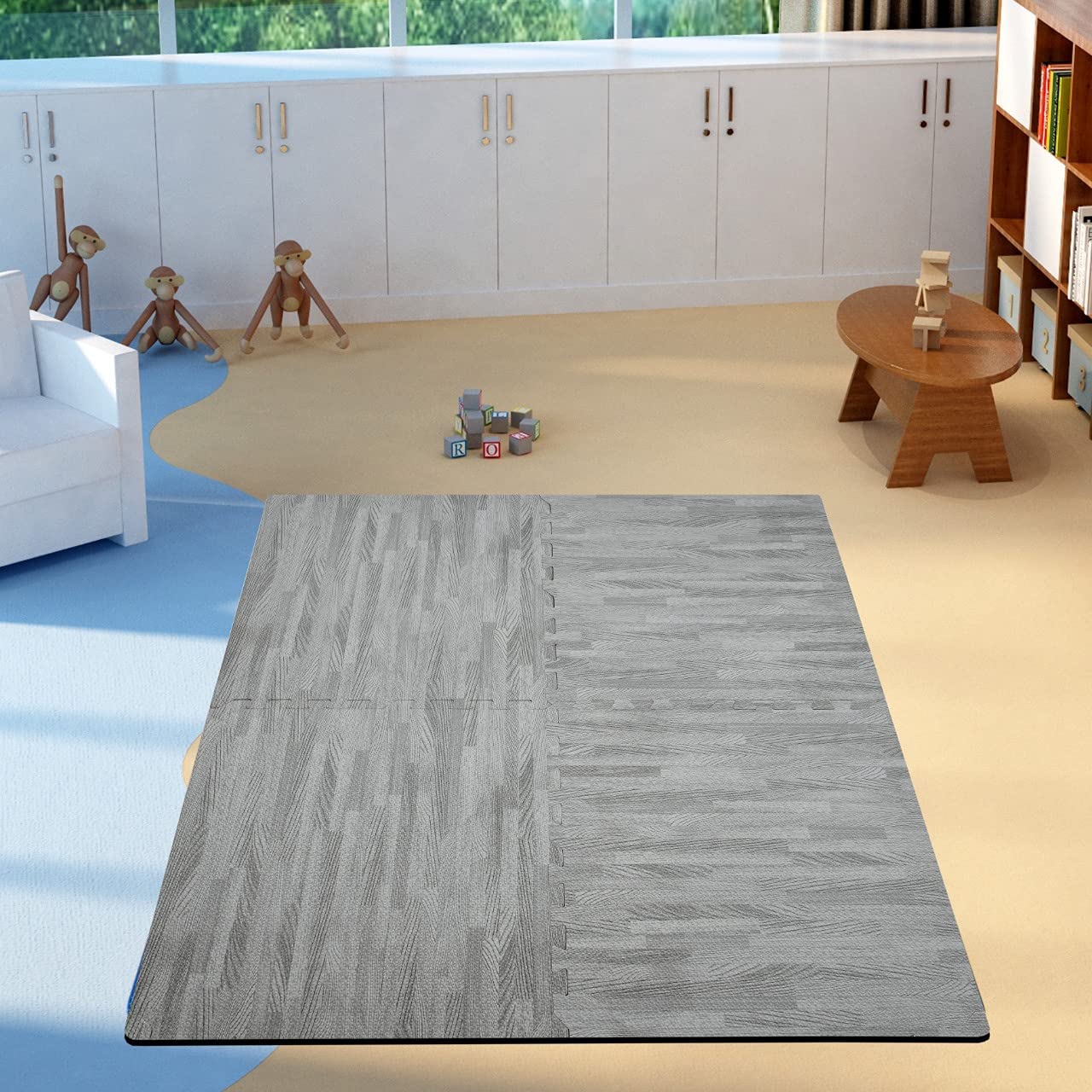 TIB EVA Kid's Interlocking Play Mat -10 mm Thickness/Set of 4 Tiles -60X60 cm (Each Tile -16 Square Feet Total Area)