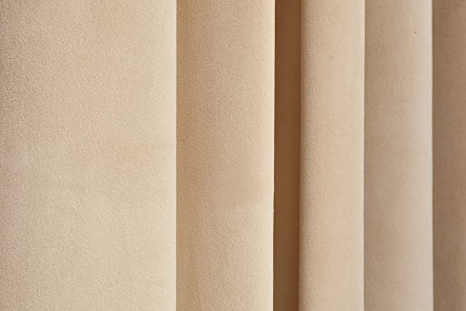 TIB Luxury Velvet 80% Blackout Curtain Cream -5 Ft 2 pcs