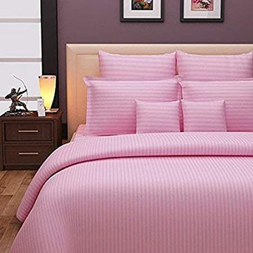 TIB The Intellect Bazaar Satin Cotton AC Comforter Set King Size Double Bed with 1 Elastic Fitted King Size bedsheet-72x78 and Two Pillow Covers (Pack of 4) Pink