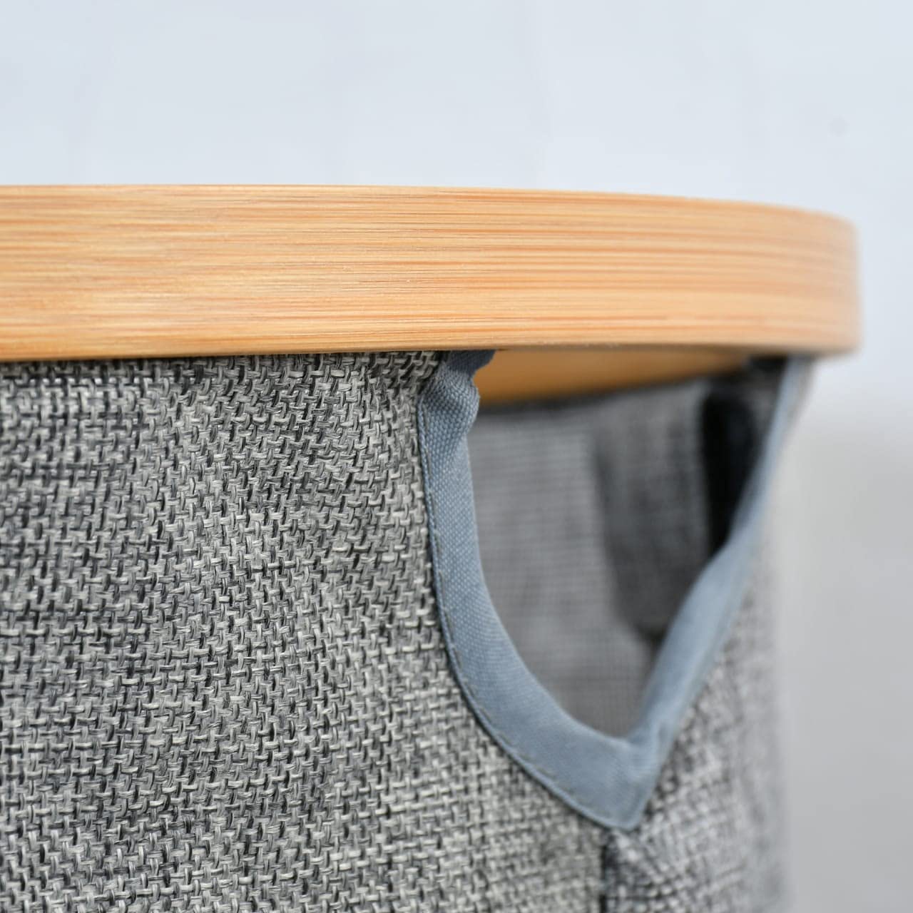TIBÂ® Polyester Foldable Laundry Basket for Dirty Clothes,4 Wooden sticks for Support, Grey, 50-Ltr.