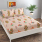 TIB The Intellect Bazaar Cotton Feel Glace Cotton Elastic Fitted King Size Double Bedsheet with 2 Pillow Covers (72” x 78” or 182x152 cm) Peach