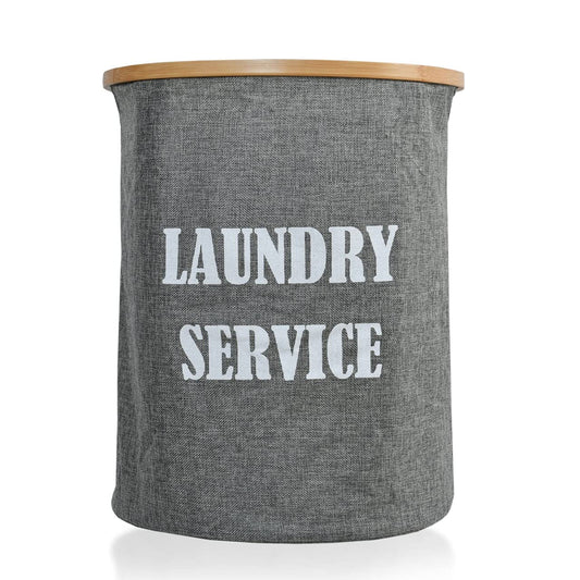 TIBÂ® Polyester Foldable Laundry Basket for Dirty Clothes,4 Wooden sticks for Support, Grey, 50-Ltr.