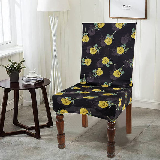 TIB The Intellect Bazaar Polyester Floral Elastic Stretchable Removable Washable Dining Chair Cover Set of 1 Chair Protector Seat Slipcover (Multicolor)-1 Piece