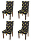 TIB The Intellect Bazaar Polyester Flowered Elastic Stretch Removable Washable Dining Chair Cover Set of 4 Seat Protector Slipcover Black -4 Piece