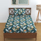 TIB The Intellect Bazaar Cotton Feel Glace Cotton Elastic Fitted Bedsheet Single Size Bedsheet with 1 Pillow Covers (36x78) Green-Leaves