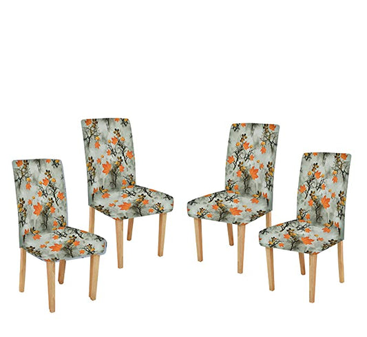 TIB The Intellect Bazaar Polyester Floral Elastic Stretchable Removable Washable Dining Chair Cover Set of 4 Chair Protector Seat Slipcover (Multicolor)-4 Pieces