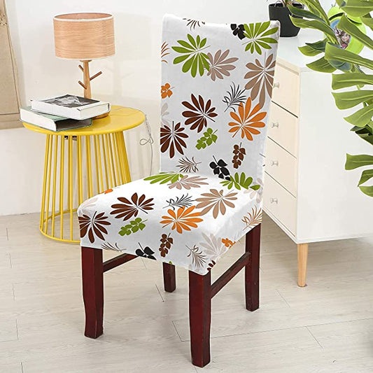 TIB The Intellect Bazaar Polyester Flowered Elastic Stretchable Removable Washable Dining Chair Cover Set of 4 Chair Protector Seat Slipcover (Multicolor)-4 Pieces